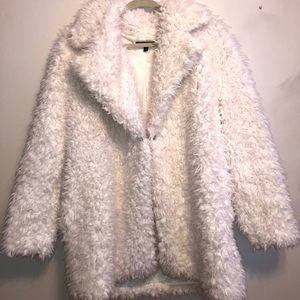 White fluffy trench coat